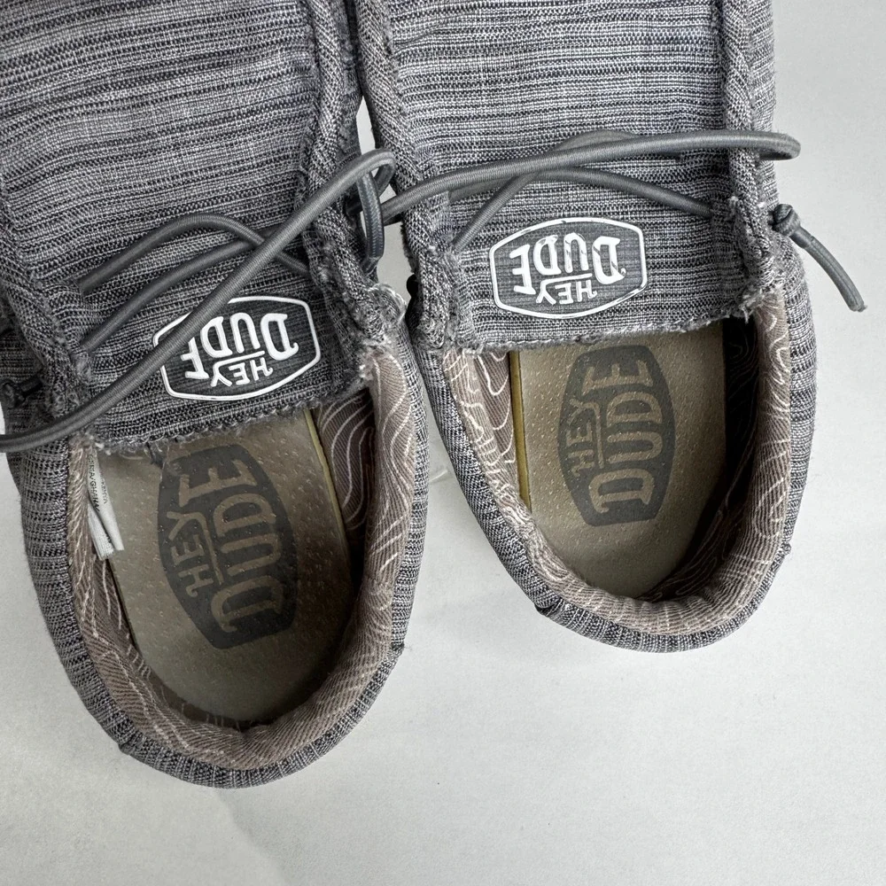 Hey Dude Wally Little Boys 12 Gray Marl Knit Slip On Loafers Shoes Comfy